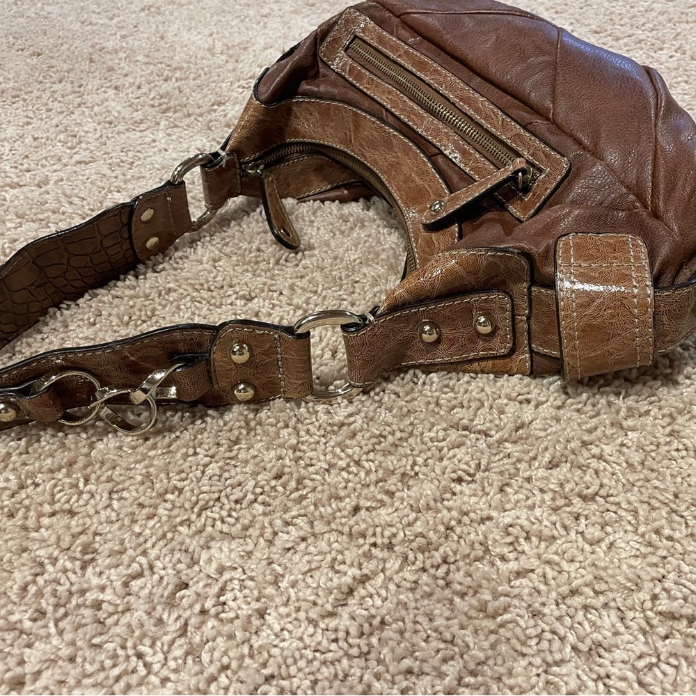Guess Brown Shoulder Bag with Brushed Silver Hardware - Picture 6 of 9